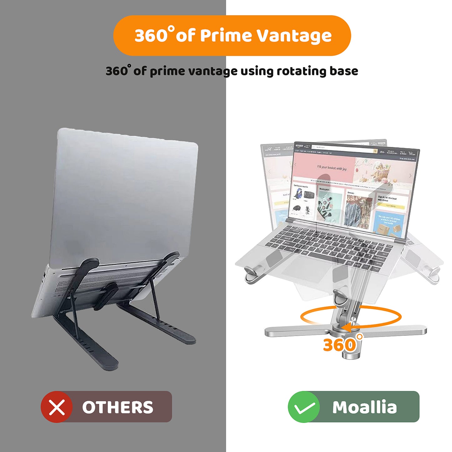 Moallia Laptop Stand with 360 Rotating Base